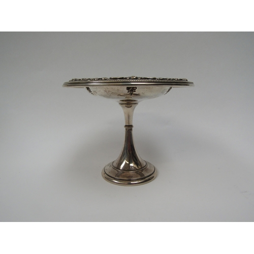 6298 - A Wallace Sterling comport  No. 4850-9 with beaded border, pierced detail, floral swags, 13cm tall, ... 