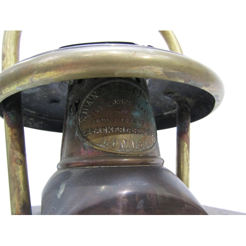 6027 - A 19th Century Shand Mason fire engine makers brass and copper lamp.  The lamp with address details ... 