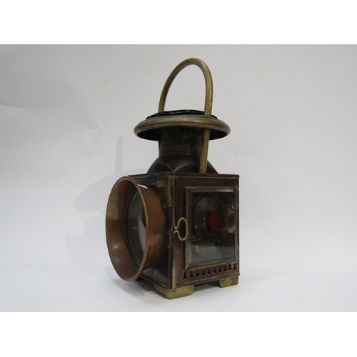 6027 - A 19th Century Shand Mason fire engine makers brass and copper lamp.  The lamp with address details ... 