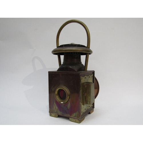 6027 - A 19th Century Shand Mason fire engine makers brass and copper lamp.  The lamp with address details ... 