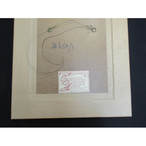 6041 - JAN BOND - still life vase of flowers, green background,  monogrammed JB 85, 41cm x 32cm