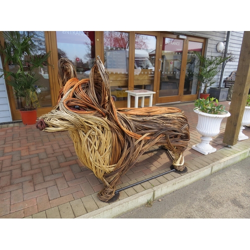6395 - A Tin House oversize willow corgi sculpture by Ali MacKenzie 