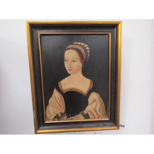 6068 - A portrait of an Elizabethan lady, oil on board, 25cm x 18.5 cm