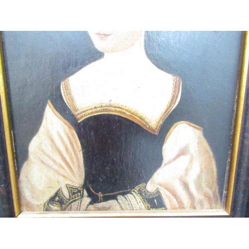 6068 - A portrait of an Elizabethan lady, oil on board, 25cm x 18.5 cm