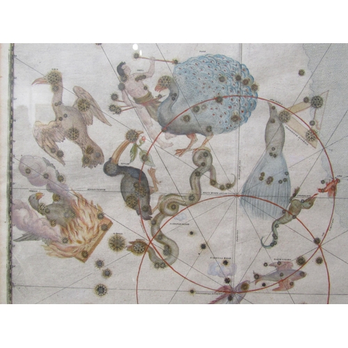 6074 - A 17th/18th Century coloured etching depicting star constellations 
