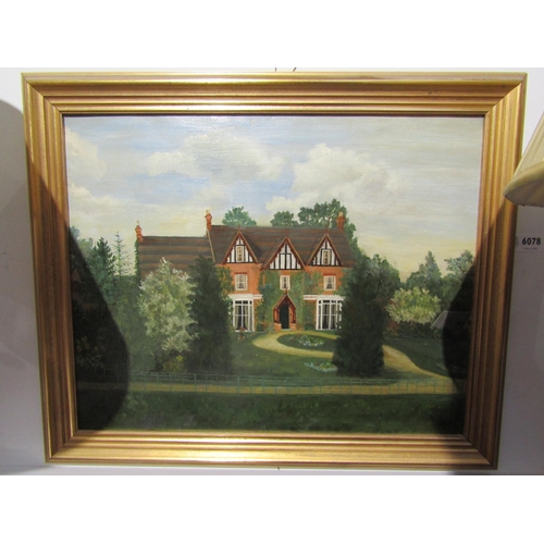 6078 - Dated 1900 oil on canvas depicting country house, 40cm x 50cm