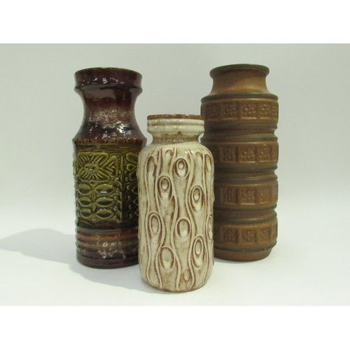 9126 - Three West German Pottery vases with treacle, cream and tan colour glazes. No.558/30, 288-22 and 233... 