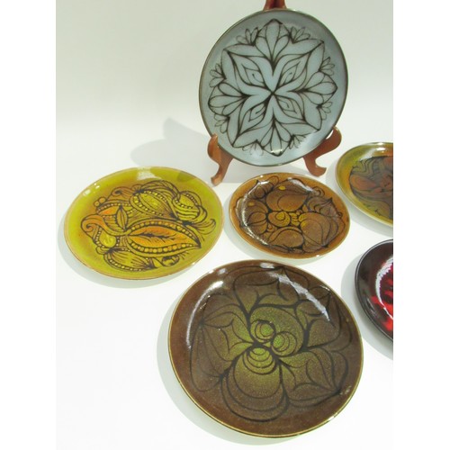 9046 - Six Poole Pottery Aegean range plates of various patterns, largest 25cm diameter