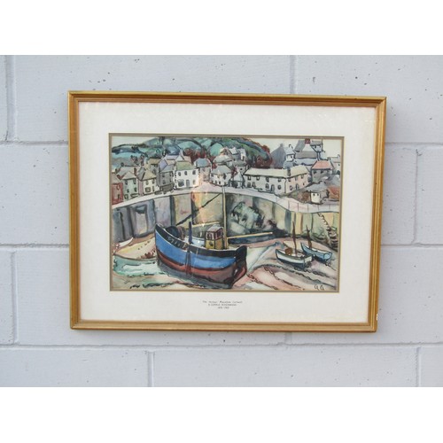 9421 - ARTHUR GERALD ACKERMANN (1876-1960) A framed and glazed watercolour, 'The Harbour, Mousehole, Cornwa... 