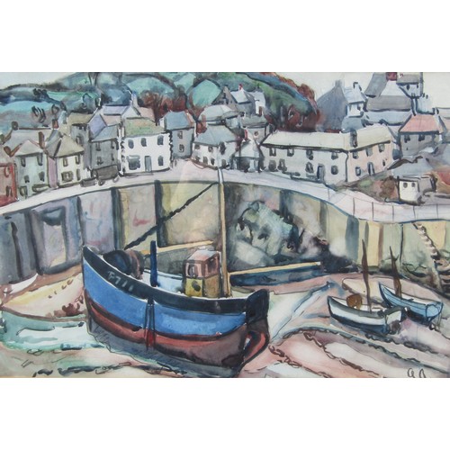 9421 - ARTHUR GERALD ACKERMANN (1876-1960) A framed and glazed watercolour, 'The Harbour, Mousehole, Cornwa... 