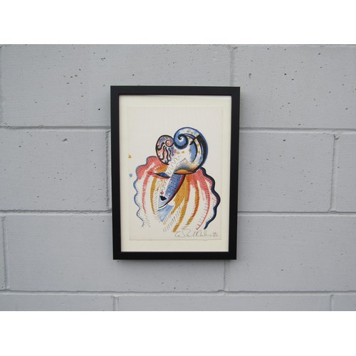 9402 - ZANDRA RHODES (b.1940) A framed and glazed limited edition print, woman in a hat. Signed in pencil a... 