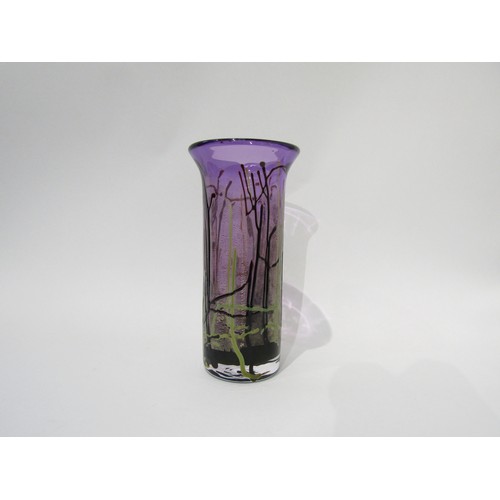 9192 - A late 20th century Stuart Fletcher Topglass Studio vase of cylindrical form with flared lip. Amethy... 