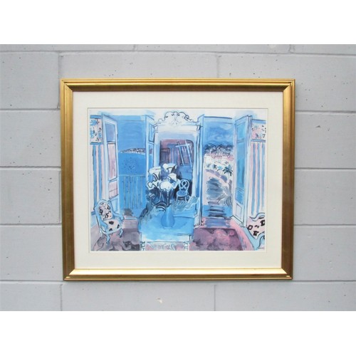 9399 - After Raoul Dufy - A late 20th Century framed and glazed print of an interior scene. Image size 54cm... 