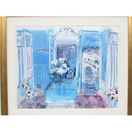 9399 - After Raoul Dufy - A late 20th Century framed and glazed print of an interior scene. Image size 54cm... 