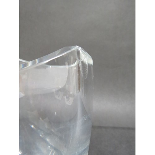 9187 - A Whitefriars C526 clear glass vase etched with fish and reeds, designed by Geoffrey Baxter c1964. 1... 