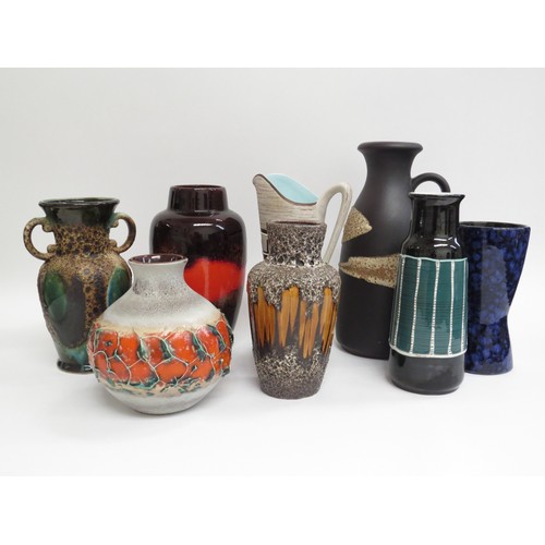 9005 - A collection of West German Pottery Fat Lava vases, various factories including Scheurich, 493-27, 2... 