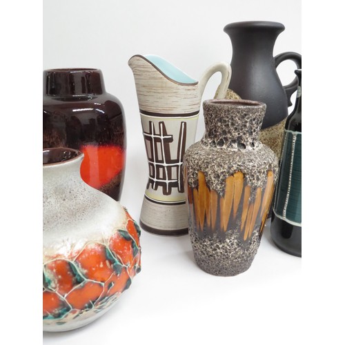 9005 - A collection of West German Pottery Fat Lava vases, various factories including Scheurich, 493-27, 2... 