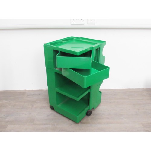 9353 - A green plastic 'Boby' trolley designed by Joe Columbo. 43cm x 43cm x 74.5cm high