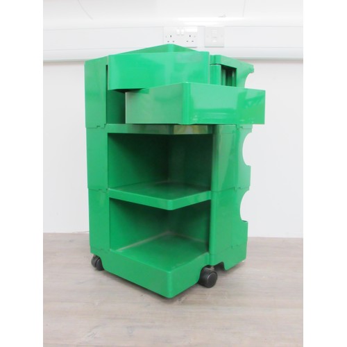 9353 - A green plastic 'Boby' trolley designed by Joe Columbo. 43cm x 43cm x 74.5cm high