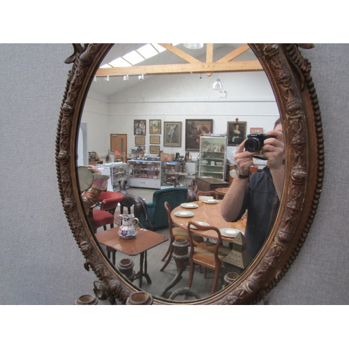 6093 - A pair of 19th Century highly ornate girandole mirrors damage present, 93cm x 56cm