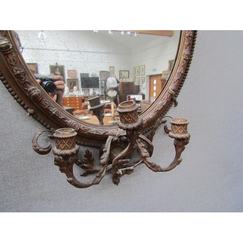 6093 - A pair of 19th Century highly ornate girandole mirrors damage present, 93cm x 56cm