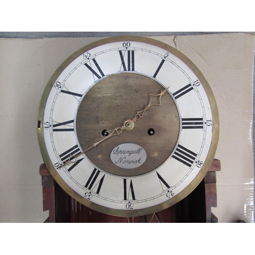 6099 - An early 19th Century Tavern clock by Springall Norwich,  carved flame mahogany case, Roman numerate... 