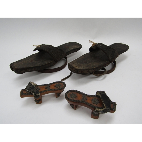 6109 - A pair of 18th Century Japanese overslippers and a smaller pair with filigree metal decoration   (C)