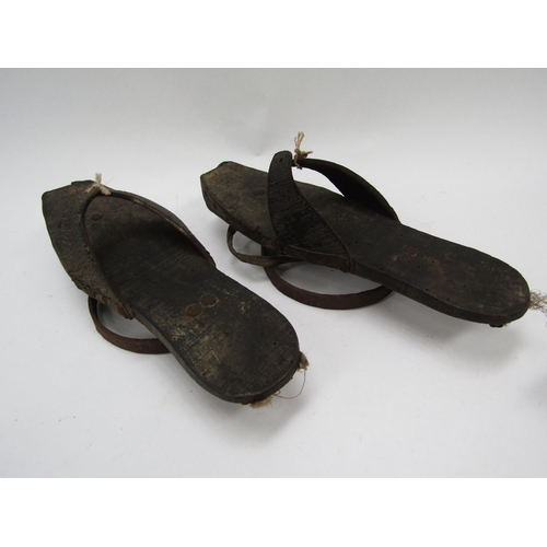 6109 - A pair of 18th Century Japanese overslippers and a smaller pair with filigree metal decoration   (C)
