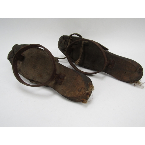 6109 - A pair of 18th Century Japanese overslippers and a smaller pair with filigree metal decoration   (C)