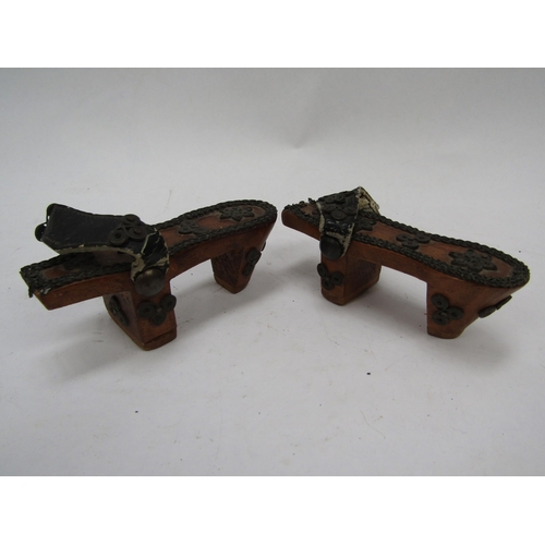 6109 - A pair of 18th Century Japanese overslippers and a smaller pair with filigree metal decoration   (C)