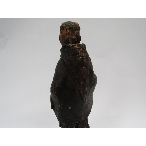 6110 - An 18th Century carved wooden Religious figure of a gentleman, 32cm
