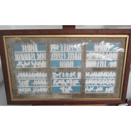 6135 - Two Grand Tour framed displays of the Parthenon frieze, South and East, North and West, painted plas... 