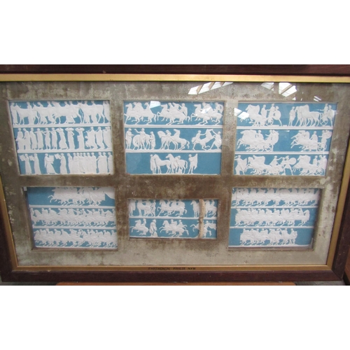 6135 - Two Grand Tour framed displays of the Parthenon frieze, South and East, North and West, painted plas... 