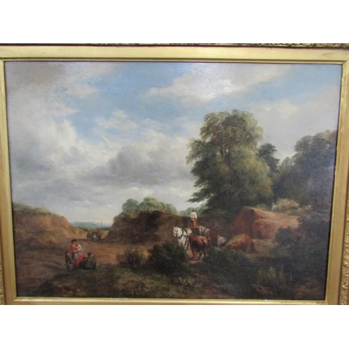 6143 - English possibly Norwich School painting depicting Norwich from Mousehold, oil on canvas, 50cm x 67c... 