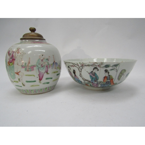 6163 - Late 19th/ early 20th Century Oriental bowl, vase, dish and ginger jar (4)