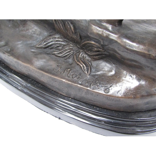 6172 - A pair of bronze Highland stags on rocky mount on marble base, 67cm tall    (R) £750