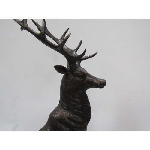 6172 - A pair of bronze Highland stags on rocky mount on marble base, 67cm tall    (R) £750