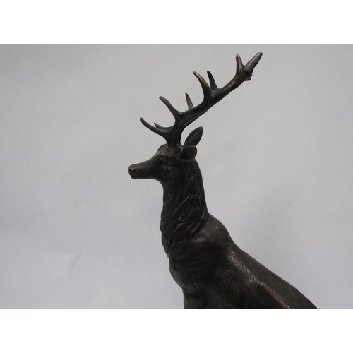 6172 - A pair of bronze Highland stags on rocky mount on marble base, 67cm tall    (R) £750
