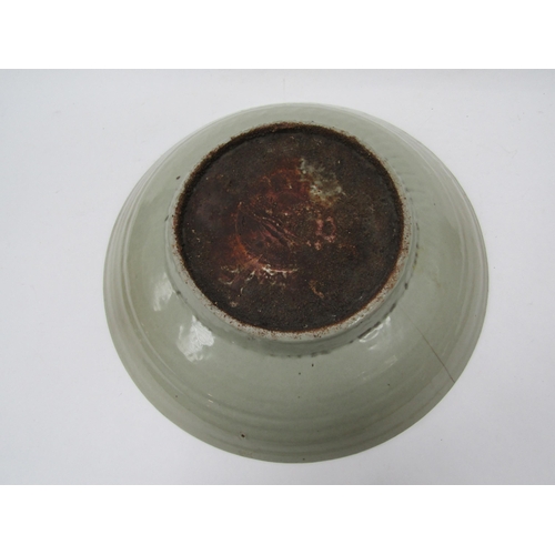 6175 - Ming Dynasty (1368-1644) Chinese celadon bowl with incised leaping horse detail, chips to the rim an... 