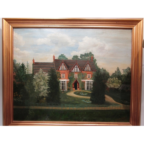 6078 - Dated 1900 oil on canvas depicting country house, 40cm x 50cm