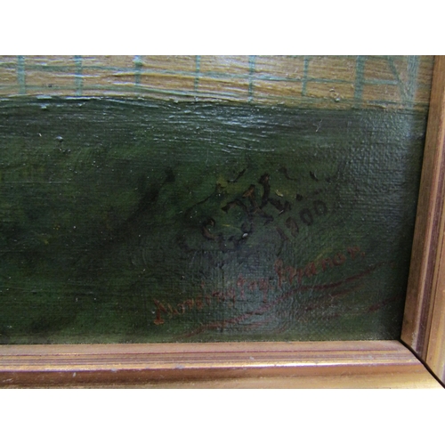 6078 - Dated 1900 oil on canvas depicting country house, 40cm x 50cm