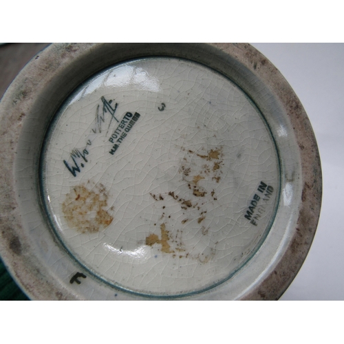 6119 - A Moorcroft Anemone pattern jug on green to blue ground, 19cm tall