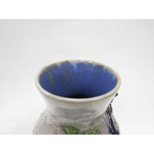 6262 - A Royal Doulton Mark V Marshall vase decorated with a dragon in high relief, two pearls and wave det... 