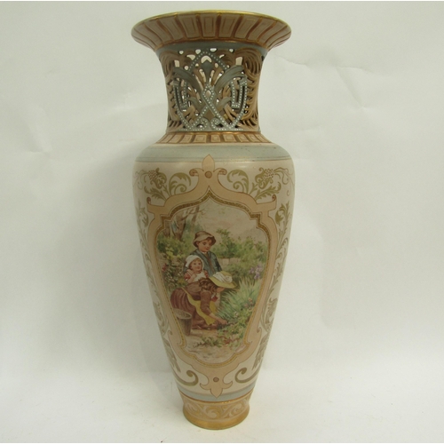 6265 - A Royal Doulton vase decorated by Ada Dennis with panel scenes of children, dragon decoration to pie... 