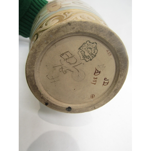 6265 - A Royal Doulton vase decorated by Ada Dennis with panel scenes of children, dragon decoration to pie... 