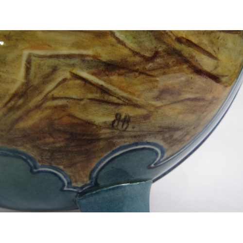 6267 - A Doulton Lambeth Hannah Barlow Faience moonflask, decorated with kittens to one side and a cat and ... 