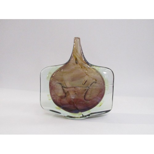 9200 - A mid 1970's Mdina Glass fish or axe vase in amethyst and blue colours, after a Michael Harris desig... 