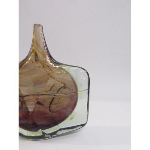 9200 - A mid 1970's Mdina Glass fish or axe vase in amethyst and blue colours, after a Michael Harris desig... 