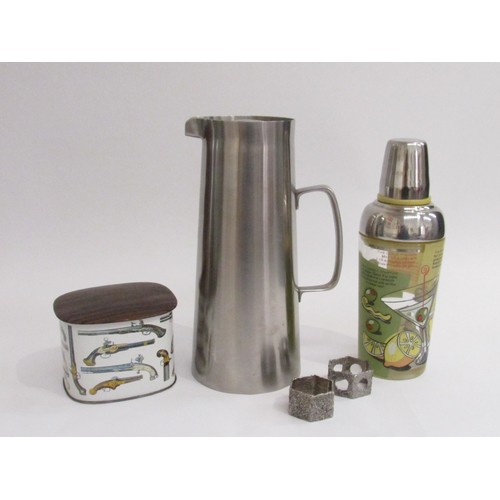 9249 - A collection of metal wares including Robert Welch Old Hall Super Avon vacuum jug, 1950's Martini co... 