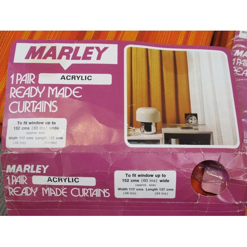 9244 - Two pairs of vintage unused Marley curtains in orange colourway, 117cm x 137cm